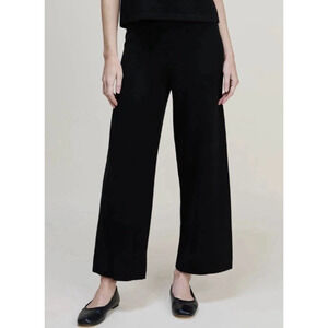 KILTE Black Washable Cashmere Pull On Wide Leg Pants